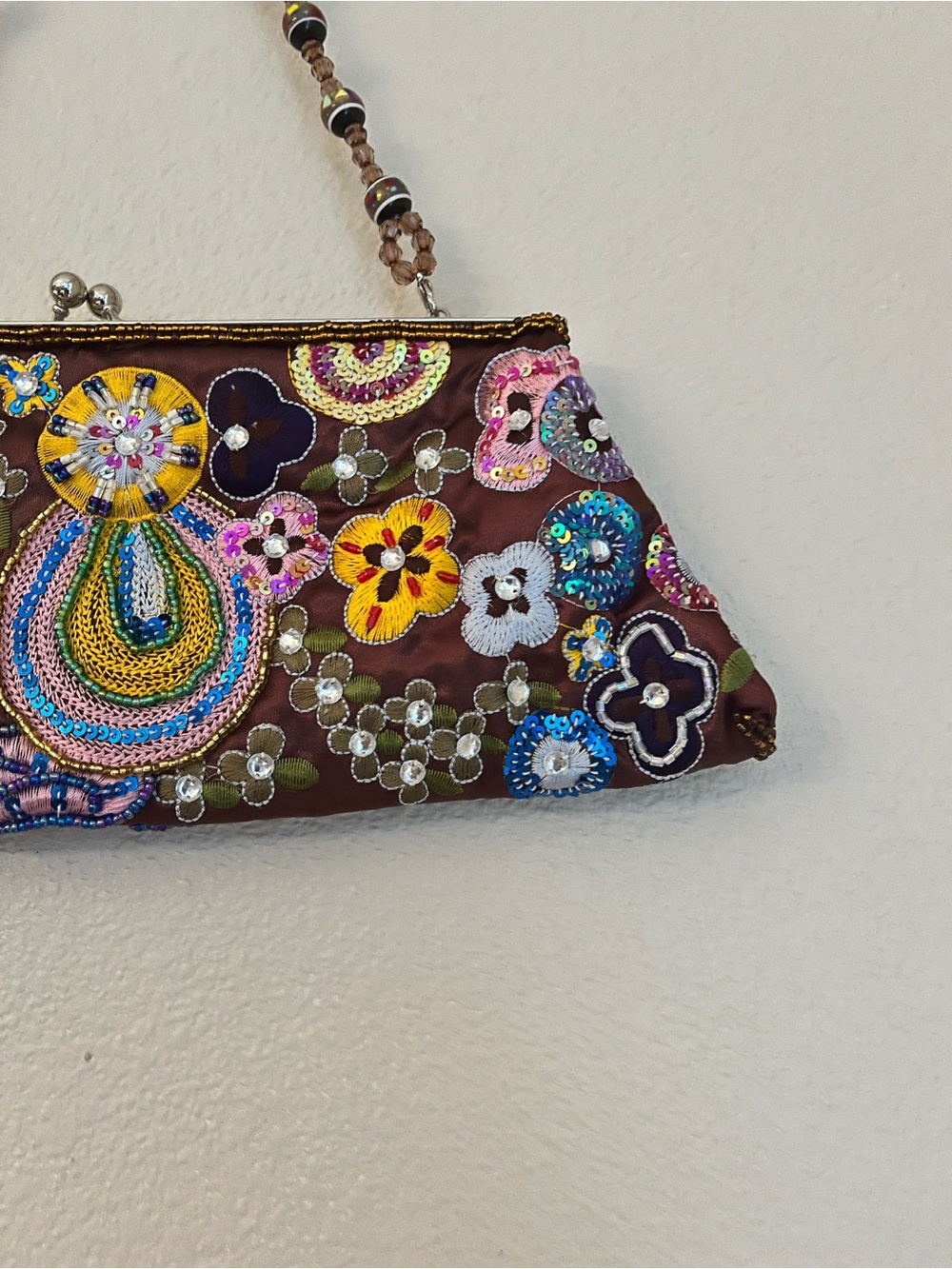 Vintage Beaded Intricate Floral Embroidery Beaded Handle - Picture 8 of 11